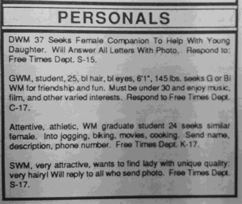 funny newspaper dating ads